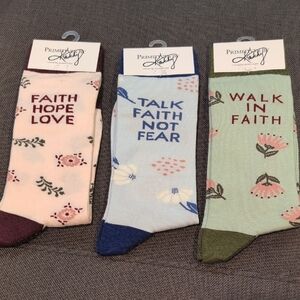 Primitives By Kathy 3 Pairs Of Socks. Faith. NWT